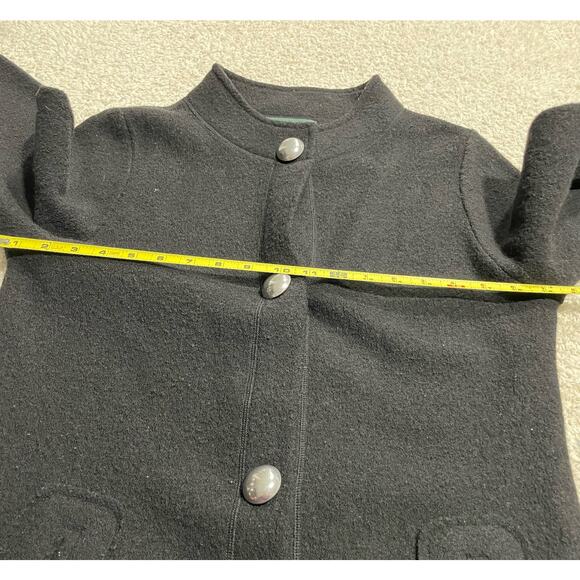 Harve Benard Womens Small Button Up Knee Length 100% Wool Winter Coat Black - Picture 4 of 10